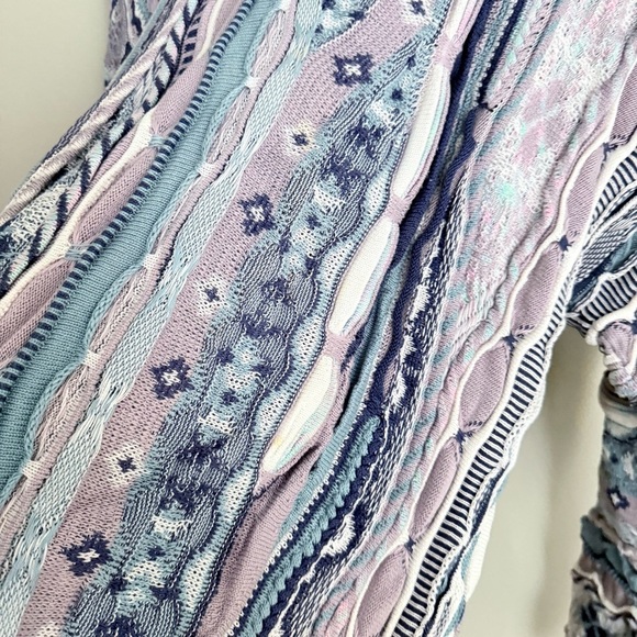 Vtg 90s Tundra 3D knit sweater blue purple size large - Picture 3 of 5